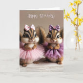 Birthday Chipmunks Wearing Tutus Karte (Gelbe Blume)