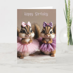 Birthday Chipmunks Wearing Tutus Karte
