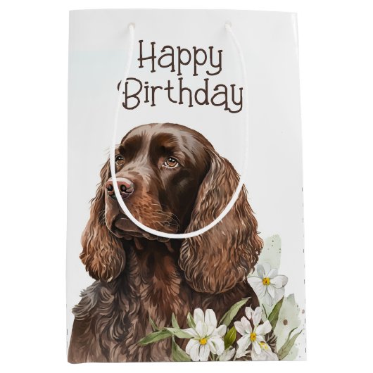 Birthday Chocolate Cocker Spanel Mittlere Geschenktüte (Vorderseite)