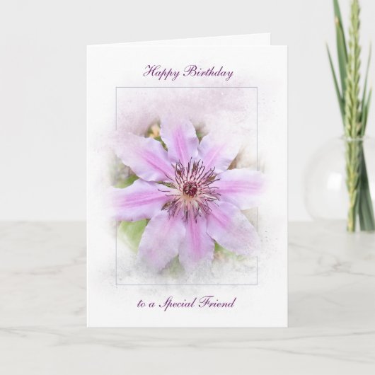 Birthday Clematis Karte (Vorderseite)