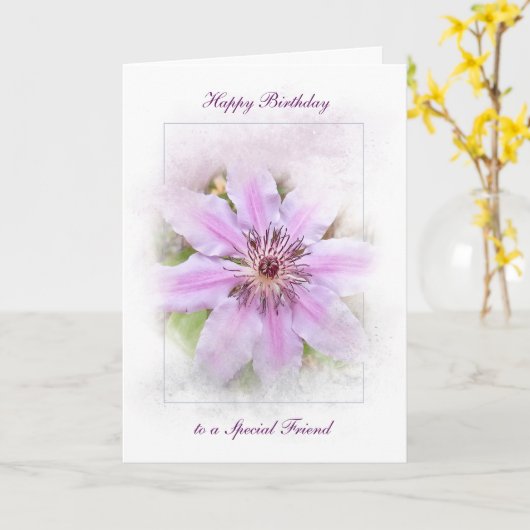 Birthday Clematis Karte (Gelbe Blume)