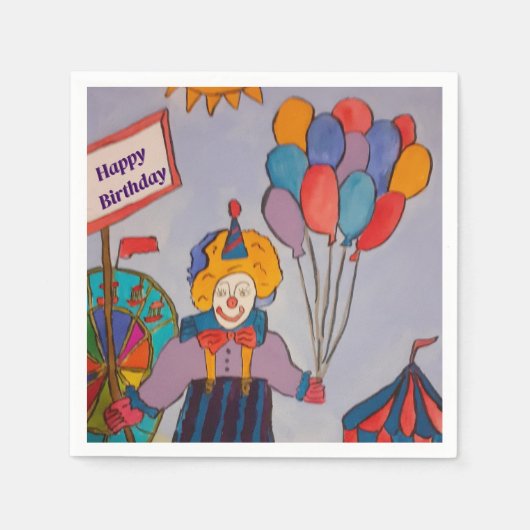 Birthday Clown Paper Napkin Serviette (Vorderseite)