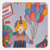 Birthday Clown Quadratischer Aufkleber (Vorderseite)