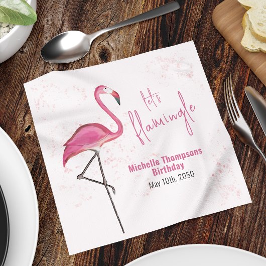 Birthday Cocktail Minimalistisch Pink Flamingo Serviette