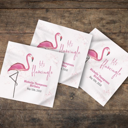 Birthday Cocktail Minimalistisch Pink Flamingo Serviette