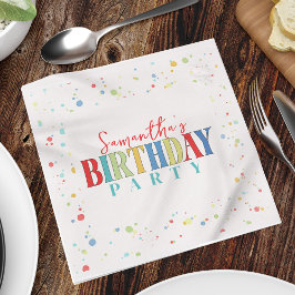 Birthday Colorful Confetti Whimsical Kalligraphie Serviette