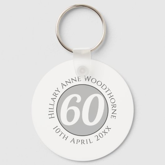 Birthday Commemoration with Name, Age, & Date Schlüsselanhänger (Rückseite)