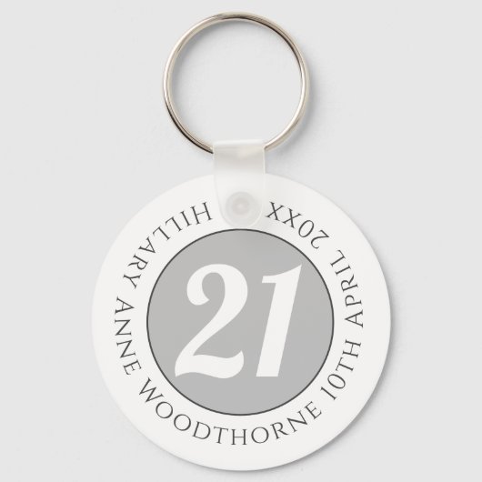 Birthday Commemoration with Name, Age, & Date Schlüsselanhänger (Vorderseite)