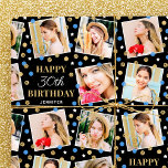 Birthday Confetti Individuelle Name Foto Collage B Geschenkpapier<br><div class="desc">Erstellen Sie ein stilvolles Foto Collage Geschenkpapier mit sieben beliebten Fotos! Personalisieren Sie die Vorlage mit dem Namen des Empfängers und dem Geburtstagsalter. Ein elegantes Design mit einem nahtlosen Muster aus Konfetti, Sternen und quadratischen Fotografien, perfekt für Familie und Freunde. Bedruckte Farben: Blau, Schwarz, Weiß und Imitat. Erhältlich mit einer...</div>