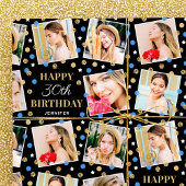 Birthday Confetti Individuelle Name Foto Collage B Geschenkpapier