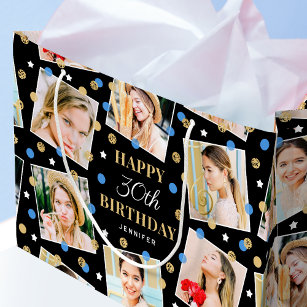 Birthday Confetti Individuelle Name Foto Collage B Große Geschenktüte