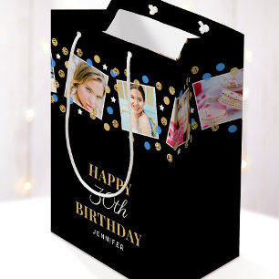 Birthday Confetti Individuelle Name Foto Collage B Mittlere Geschenktüte