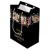 Birthday Confetti Individuelle Name Foto Collage L Mittlere Geschenktüte (Vorderseite Schrägansicht)