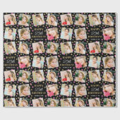 Birthday Confetti Individuelle Name Foto Collage R Geschenkpapier (Flach)