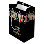 Birthday Confetti Individuelle Name Foto Collage R Mittlere Geschenktüte (Vorderseite Schrägansicht)