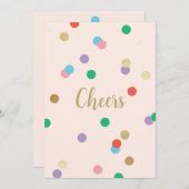 Birthday Confetti Peachy Pink Greeting Card Einladung (Vorne/Hinten)