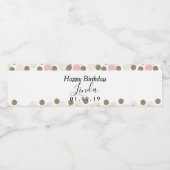 Birthday Confetti Pink Imitate Gold Foil Dots Wasserflaschenetikett (Einzelnes Label)