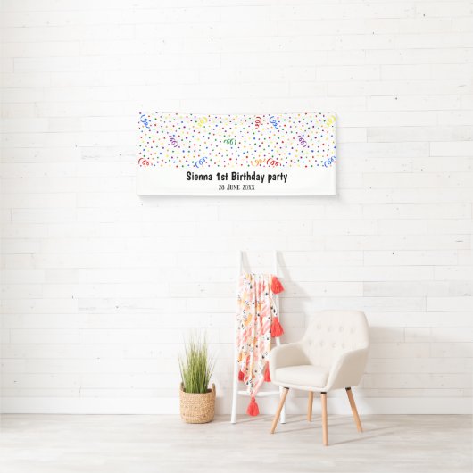 Birthday Confetti Regenbogen Banner (Insitu)