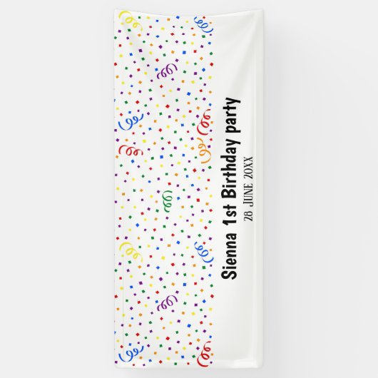 Birthday Confetti Regenbogen Banner (Vertikal)