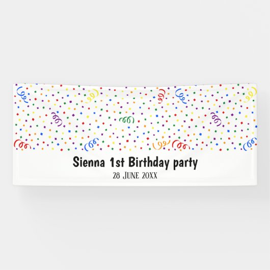 Birthday Confetti Regenbogen Banner (Horizontal)