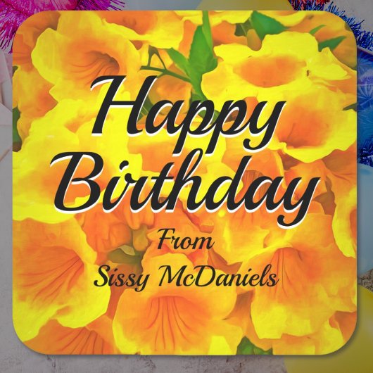 Birthday Copa de Oro Quadratischer Aufkleber