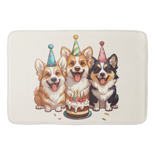 Birthday Corgi Dogs Badematte (Vorderseite)