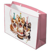 Birthday Corgi Dogs Große Geschenktüte (Rückseite Schrägansicht)