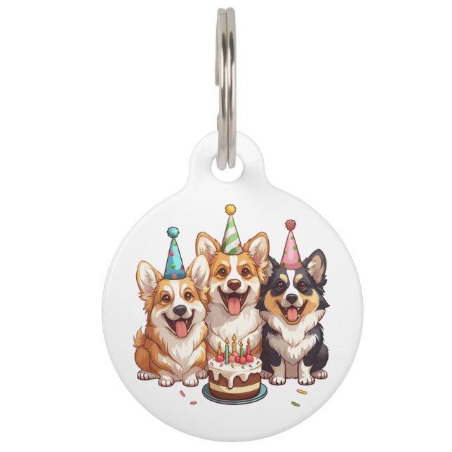 Birthday Corgi Dogs Haustiermarke (Vorderseite)