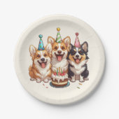 Birthday Corgi Dogs Pappteller (Vorderseite)