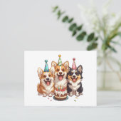 Birthday Corgi Dogs Postkarte (Stehend Vorderseite)