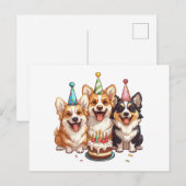 Birthday Corgi Dogs Postkarte (Vorne/Hinten)