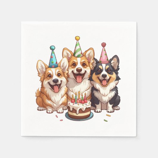 Birthday Corgi Dogs Serviette (Vorderseite)