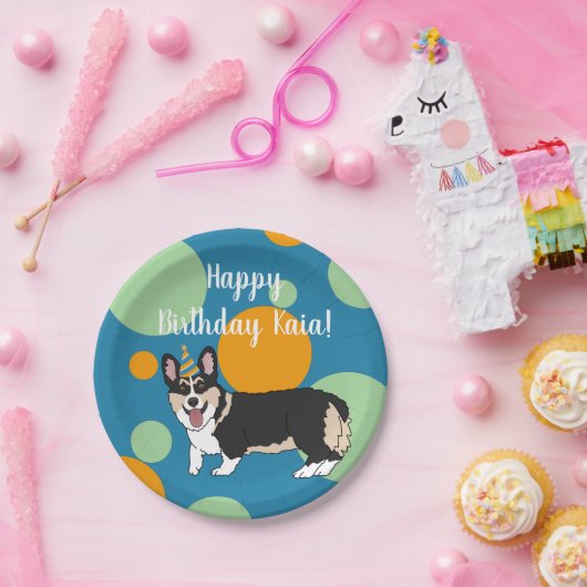 Birthday Corgi Pappteller (Party)