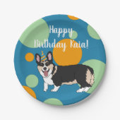 Birthday Corgi Pappteller (Vorderseite)