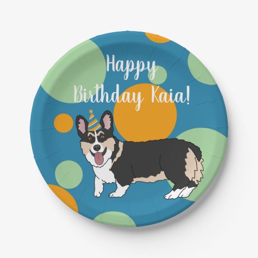 Birthday Corgi Pappteller (Vorderseite)