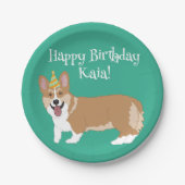 Birthday Corgi Pappteller (Vorderseite)
