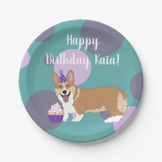 Birthday Corgi Pappteller (Vorderseite)