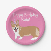 Birthday Corgi Pappteller (Vorderseite)