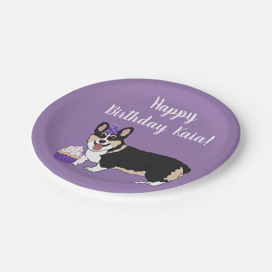 Birthday Corgi Pappteller (Schrägansicht)