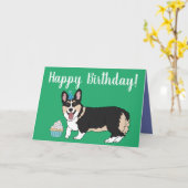 Birthday Corgi Pup Karte (Gelbe Blume)