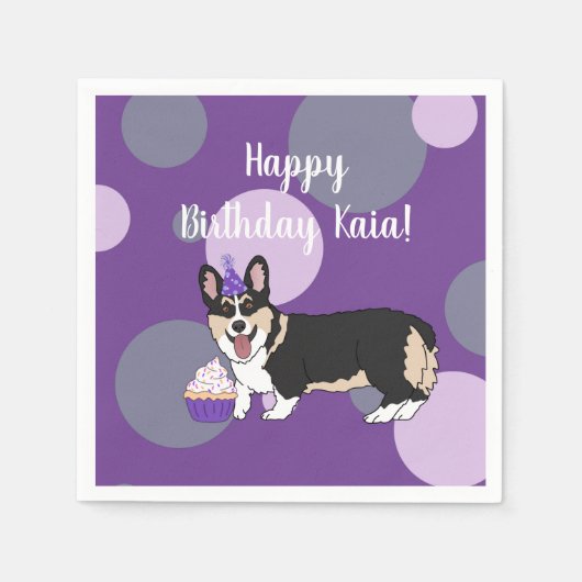 Birthday Corgi Serviette (Vorderseite)