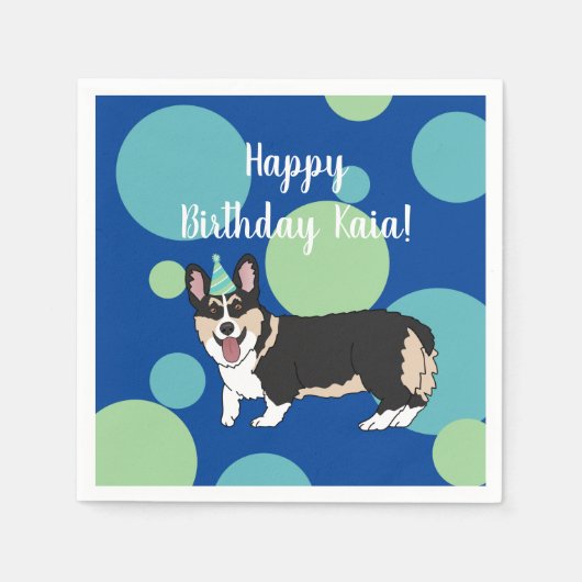 Birthday Corgi Serviette (Vorderseite)