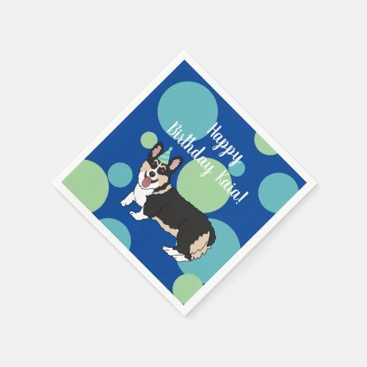 Birthday Corgi Serviette (Ecke)