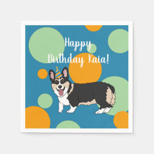 Birthday Corgi Serviette