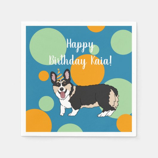 Birthday Corgi Serviette (Vorderseite)