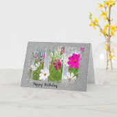 Birthday Cosmos auf Polka Dots Karte (Gelbe Blume)