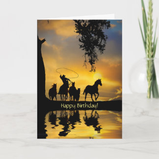 Birthday Country Western Cowboy Happy Trails Karte