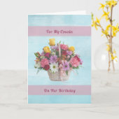 Birthday, Cousin, Colorful Flowers in a Basket Karte (Gelbe Blume)