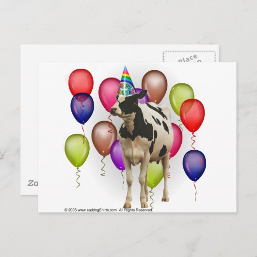 Birthday Cow Theme Party Postkarte (Vorne/Hinten)