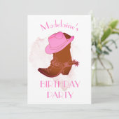 Birthday Cowboy Pink Party Einladung (Stehend Vorderseite)